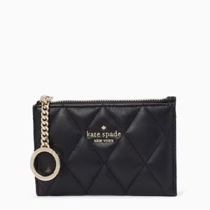 Kate Spade Carey smooth quilted leather small zip card holder